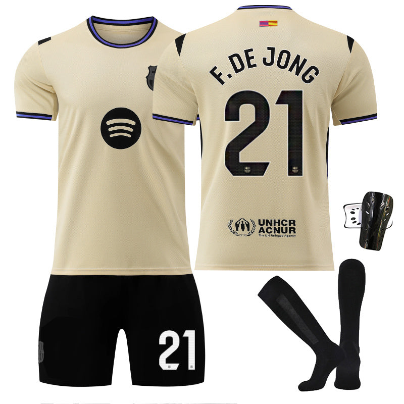 Beakey Barca LaLiga Away Jersey F DE JONG #21 Soccer Jersey Kids Adult 4Pcs Jersey Kits