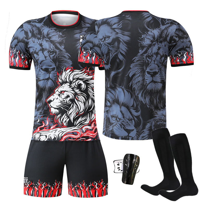 Beakey Barca Lion Black Red Jersey Soccer Jersey Kids Adult 4Pcs Jersey Kits