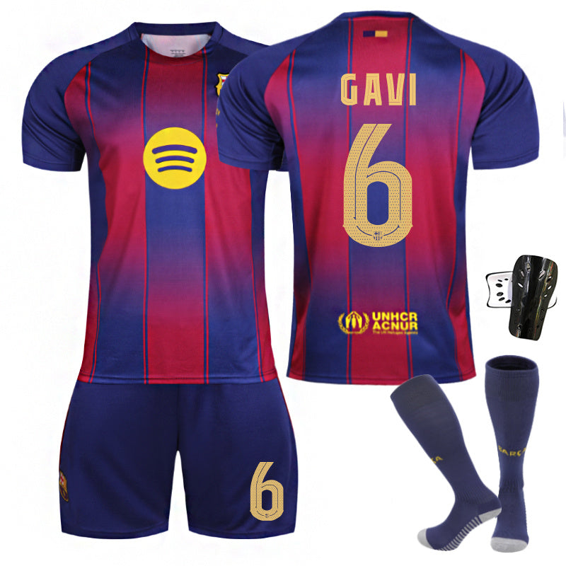 Beakey Barca Home UEFA Champions League Light Colored Font Jersey PEDRI #8 Soccer Jersey Kids Adult 4Pcs Jersey Kits