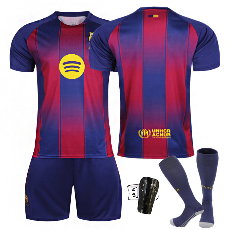 Beakey Barca Home LaLiga Soccer Jersey Kids Adult 4Pcs Jersey Kits