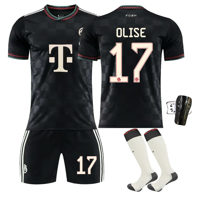 Beakey Bayern Second Away Jersey OLISE #17 Soccer Jersey Kids Adult 4Pcs Jersey Kits