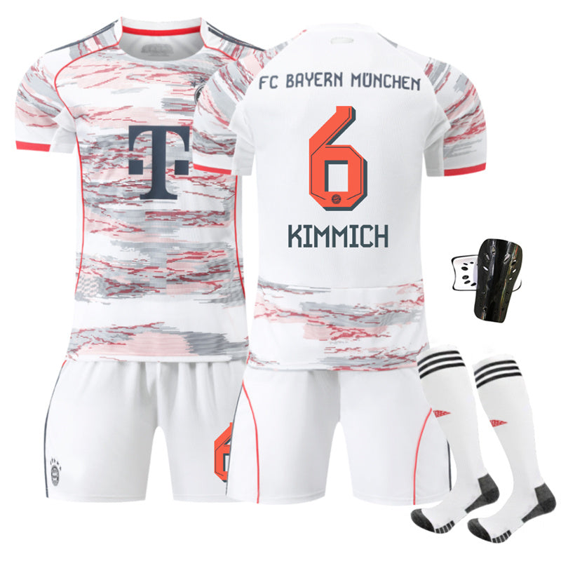 Beakey Bayern Away Jersey KIMMICH #6 Soccer Jersey Kids Adult 4Pcs Jersey Kits
