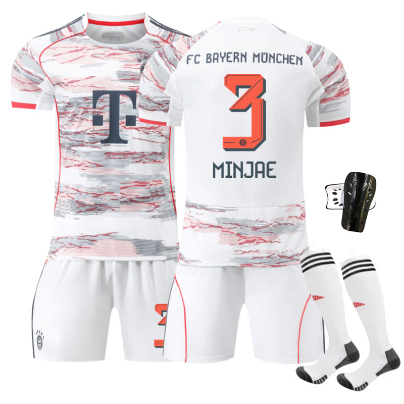 Beakey Bayern Away Jersey MINJAE #3 Soccer Jersey Kids Adult 4Pcs Jersey Kits