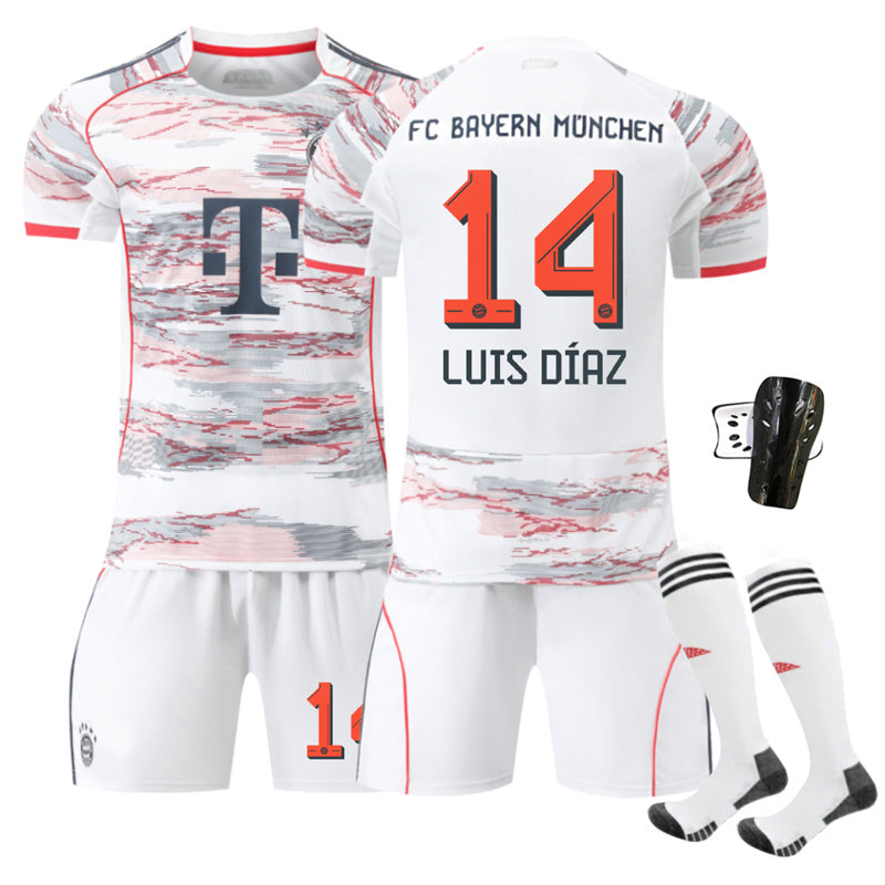 Beakey Bayern Away Jersey LUIS DIAZ #14 Soccer Jersey Kids Adult 4Pcs Jersey Kits