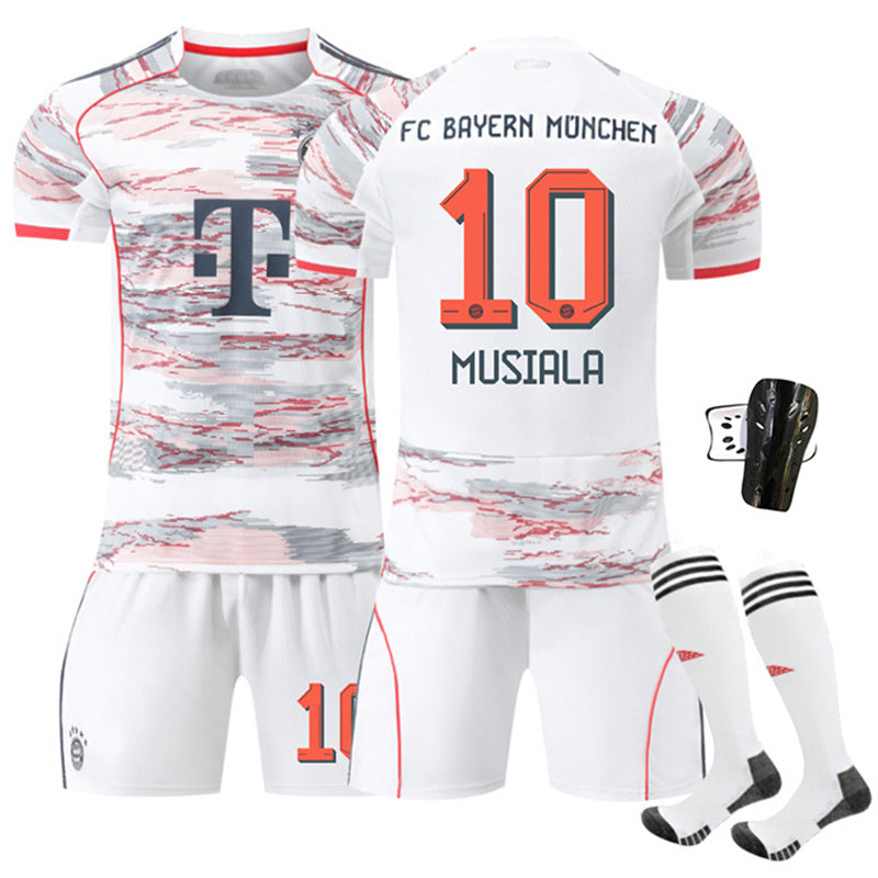 Beakey Bayern Away Jersey MUSIALA #10 Soccer Jersey Kids Adult 4Pcs Jersey Kits