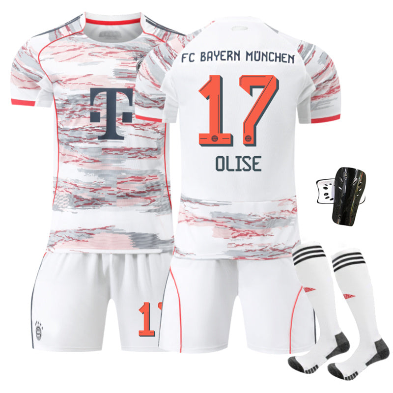 Beakey Bayern Away Jersey OLISE #17 Soccer Jersey Kids Adult 4Pcs Jersey Kits