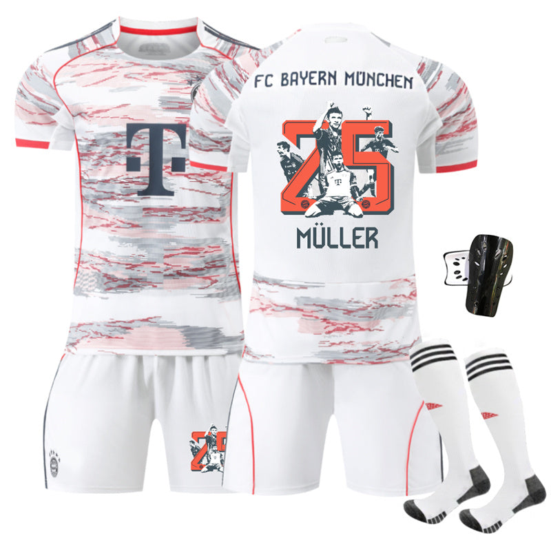 Beakey Bayern Away Jersey Special MULLER #25 Soccer Jersey Kids Adult 4Pcs Jersey Kits