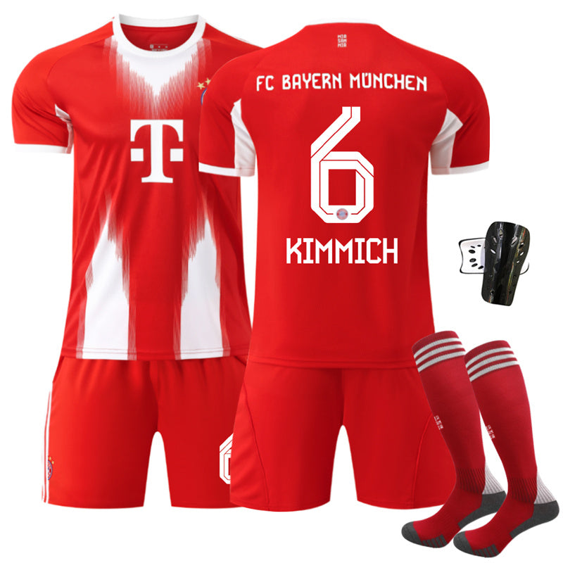 Beakey Bayern Home Jersey KIMMICH #6 Soccer Jersey Kids Adult 4Pcs Jersey Kits