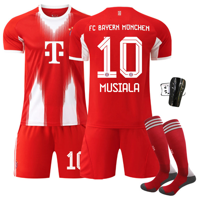 Beakey Bayern Home Jersey MUSIALA #10 Soccer Jersey Kids Adult 4Pcs Jersey Kits