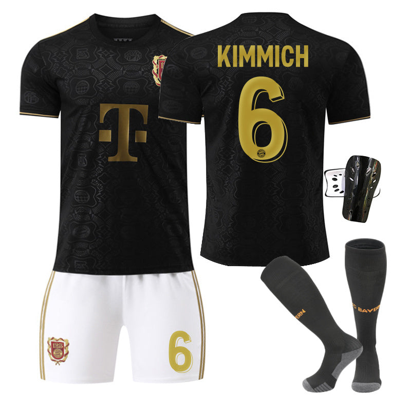 Beakey Bayern 125 Anniversary Black Jersey KIMMICH #6 Soccer Jersey Kids Adult 4Pcs Jersey Kits