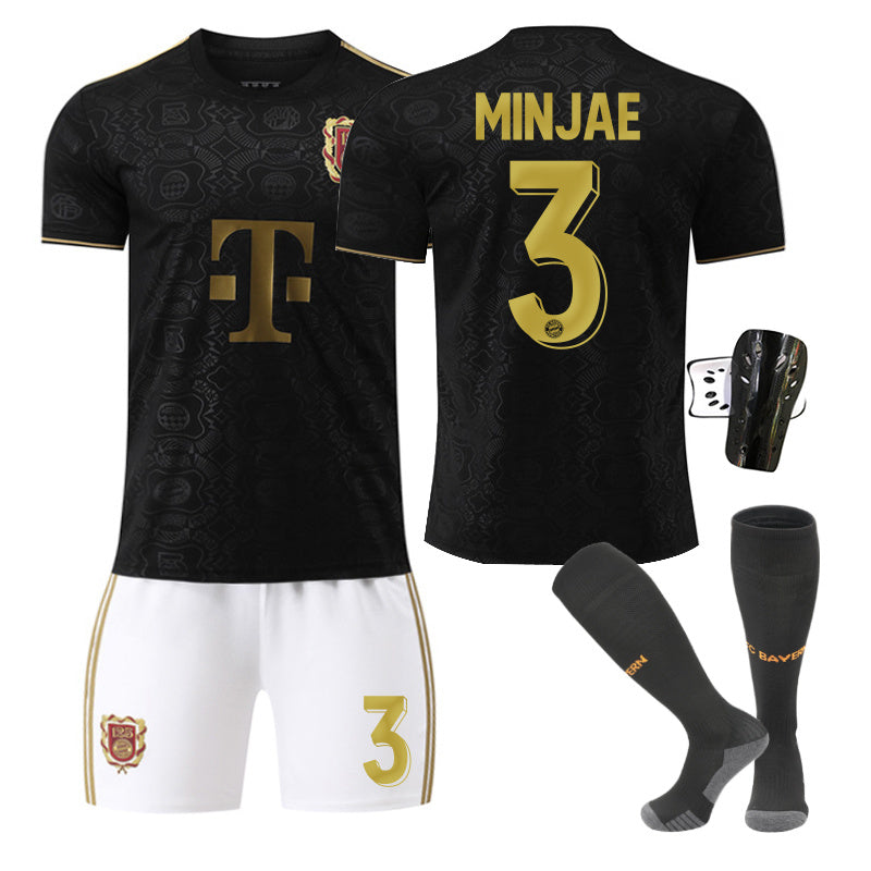 Beakey Bayern 125 Anniversary Black Jersey MINJAE #3 Soccer Jersey Kids Adult 4Pcs Jersey Kits