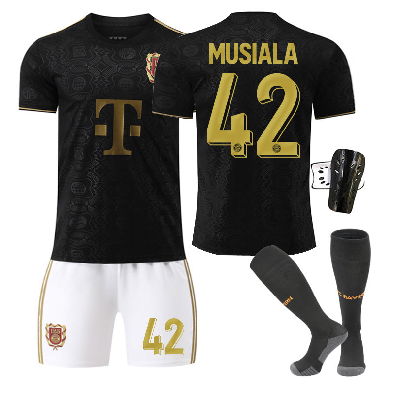 Beakey Bayern 125 Anniversary Black Jersey MUSIALA #42 Soccer Jersey Kids Adult 4Pcs Jersey Kits