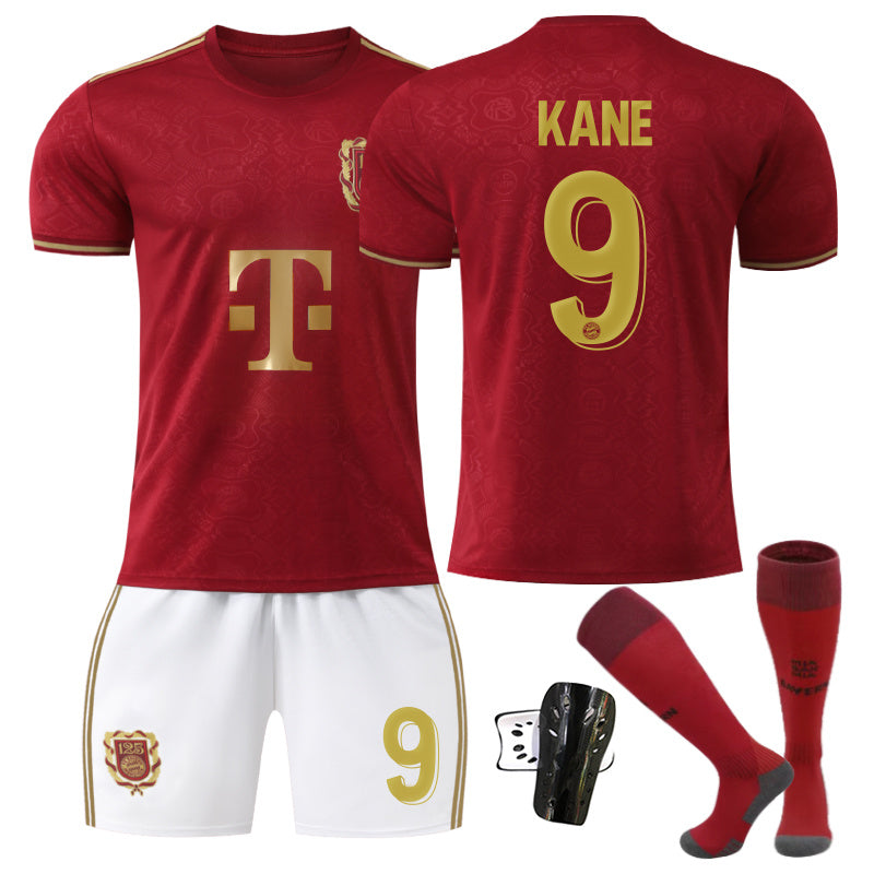 Beakey Bayern 125 Anniversary Burgundy Jersey KANE #9 Soccer Jersey Kids Adult 4Pcs Jersey Kits