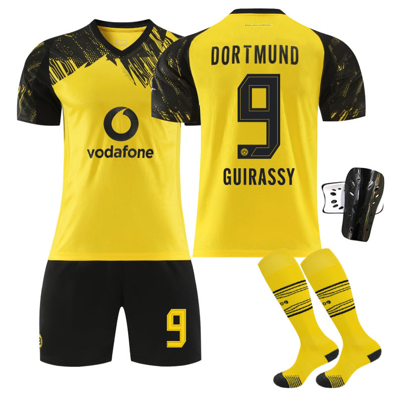 Beakey Dortmund Home Jersey GUIRASSY #9 Soccer Jersey Kids Adult 4Pcs Jersey Kits