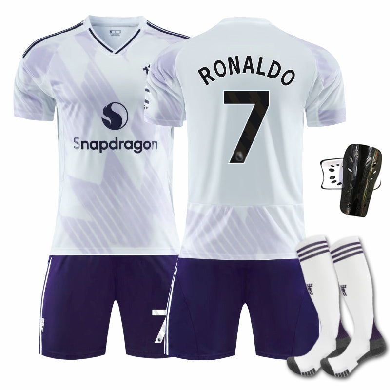 Beakey Red Devil Away Jersey RONALDO #7 Soccer Jersey Kids Adult 4Pcs Jersey Kits