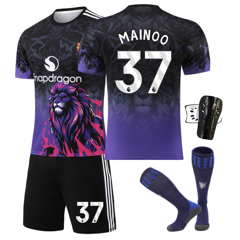 Beakey Red Devil Purple Lion Jersey MAINOO #37 Soccer Jersey Kids Adult 4Pcs Jersey Kits