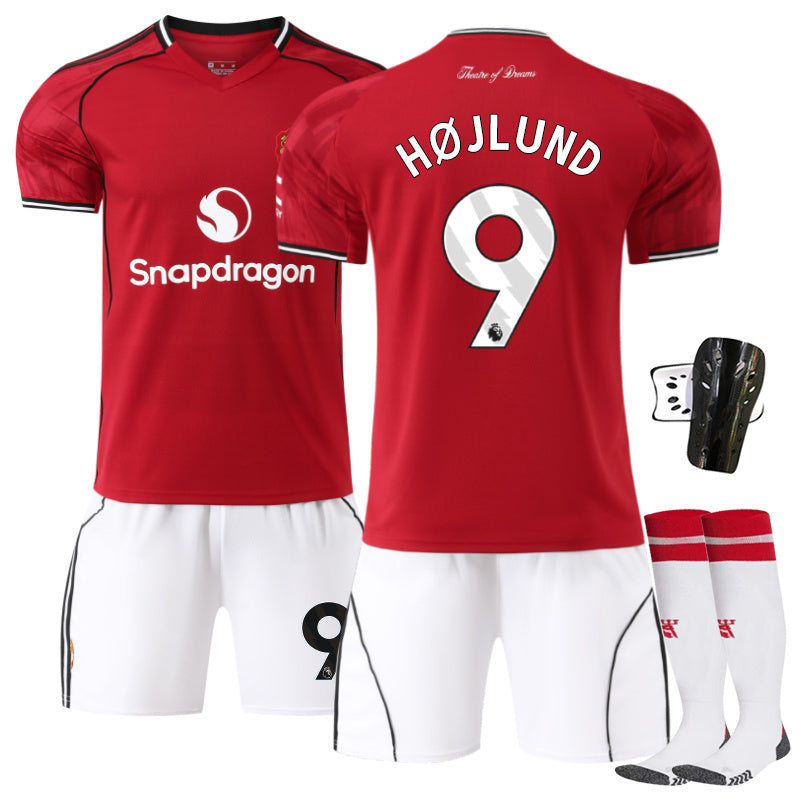 Beakey Red Devil Home Jersey H?JLUND #9 Soccer Jersey Kids Adult 4Pcs Jersey Kits