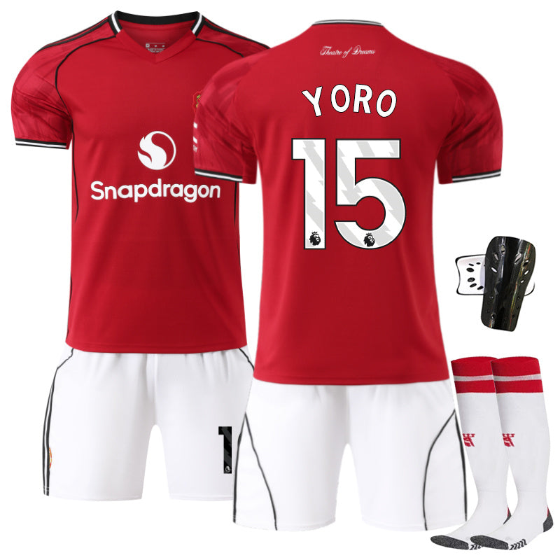 Beakey Red Devil Home Jersey YORO #15 Soccer Jersey Kids Adult 4Pcs Jersey Kits