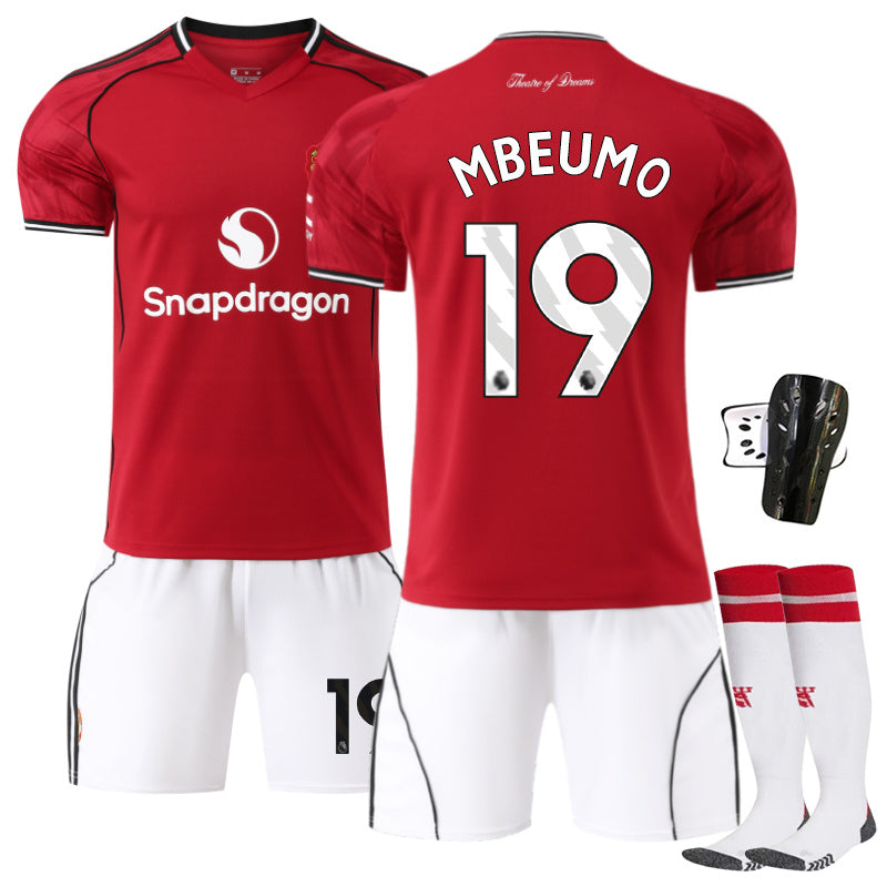 Beakey Red Devil Home Jersey MBEUMO #19 Soccer Jersey Kids Adult 4Pcs Jersey Kits