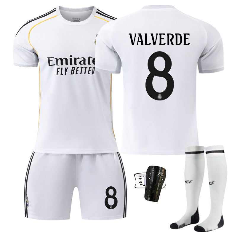 Beakey Real Madrid Special Edition Home Jersey VALVERDE #8 Soccer Jersey Kids Adult 4Pcs Jersey Kits