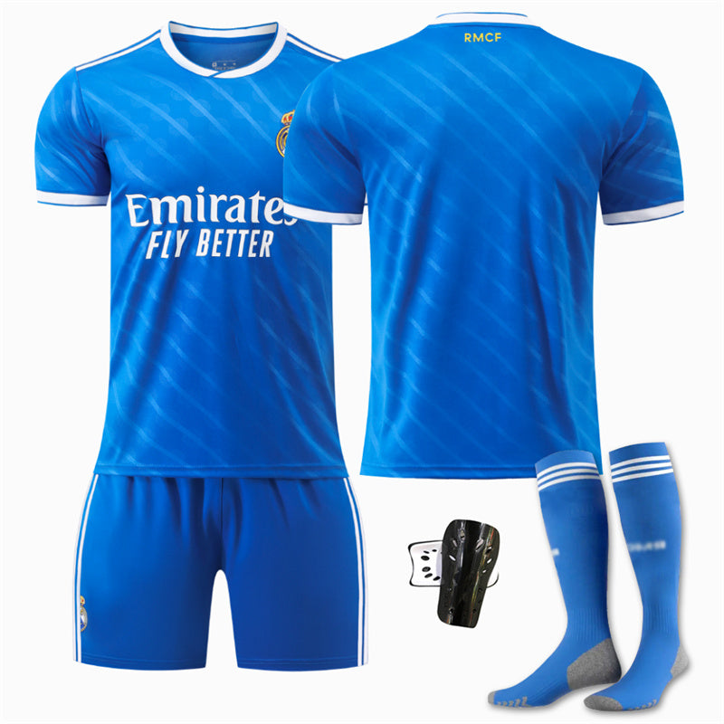 Beakey Real Madrid Second Away Jersey Soccer Jersey Kids Adult 4Pcs Jersey Kits