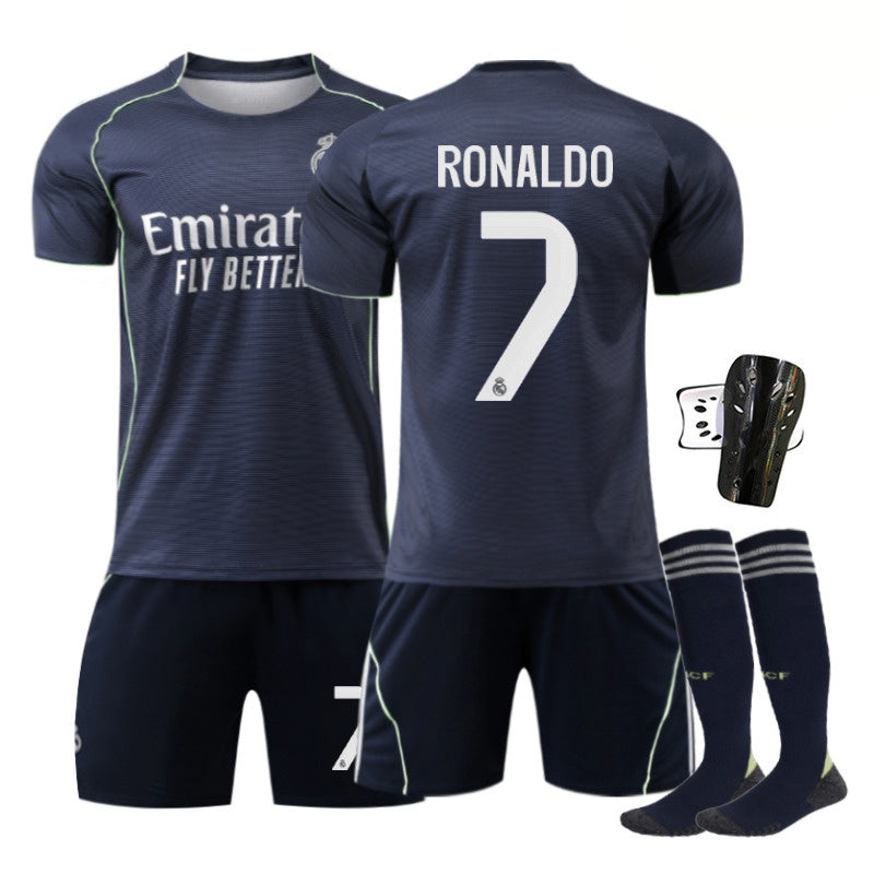 Beakey Real Madrid Away Jersey RONALDO #7 Soccer Jersey Kids Adult 4Pcs Jersey Kits