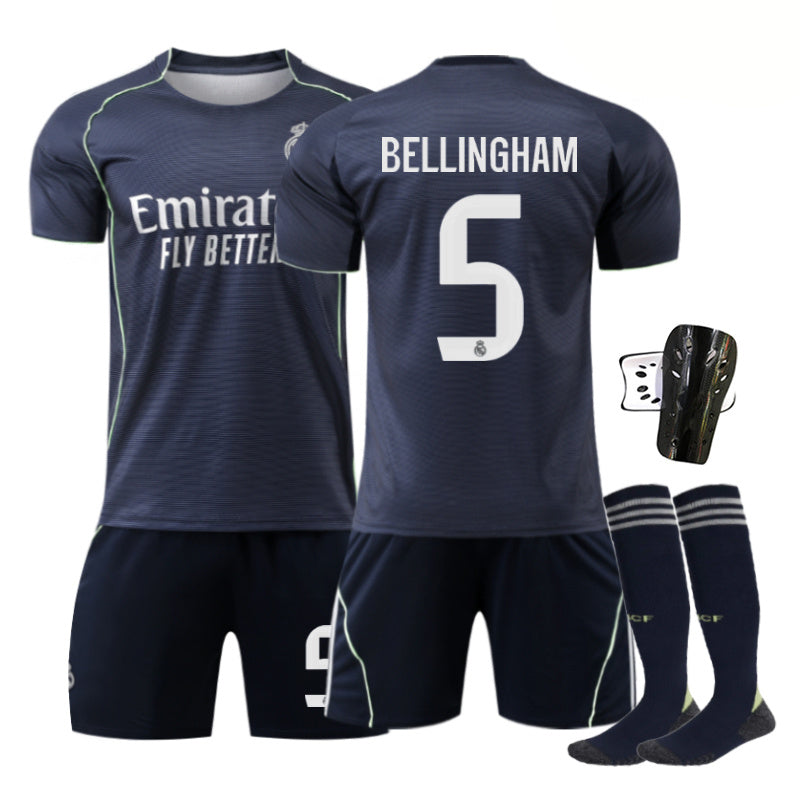 Beakey Real Madrid Away Jersey BELLINGHAM #5 Soccer Jersey Kids Adult 4Pcs Jersey Kits