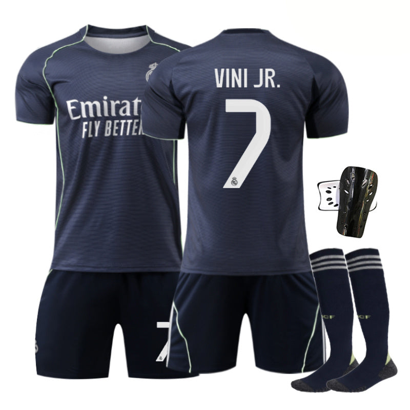 Beakey Real Madrid Away Jersey VINI JR #7 Soccer Jersey Kids Adult 4Pcs Jersey Kits