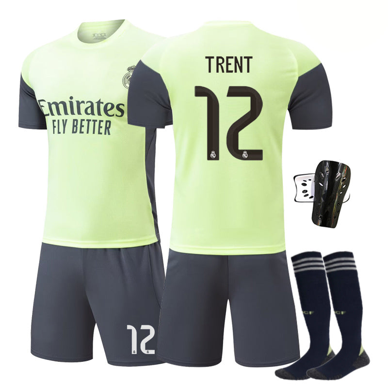 Beakey Real Madrid Green Training Uniform Jersey TRENT #12 Soccer Jersey Kids Adult 4Pcs Jersey Kits