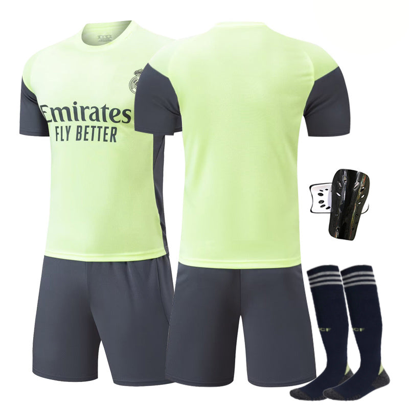 Beakey Real Madrid Green Training Uniform Jersey Soccer Jersey Kids Adult 4Pcs Jersey Kits