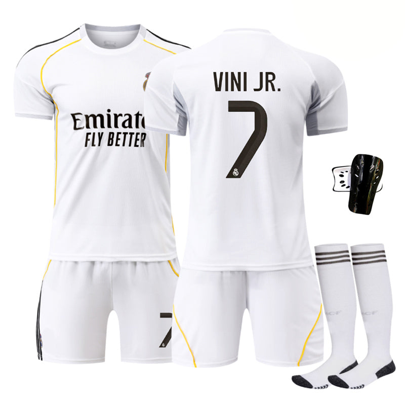 Beakey Real Madrid Home Jersey VINI JR #7 Soccer Jersey Kids Adult 4Pcs Jersey Kits