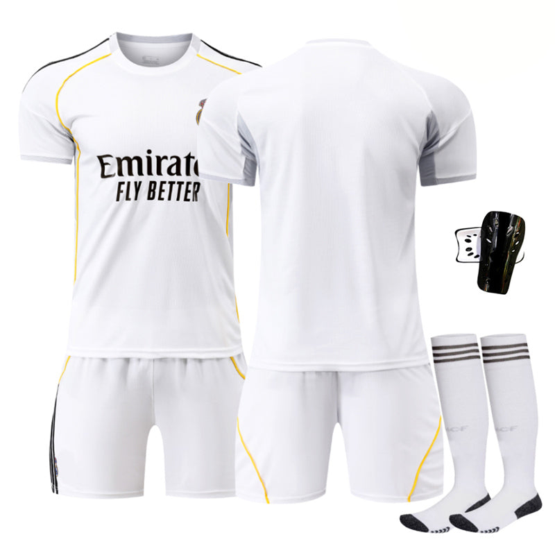 Beakey Real Madrid Home Jersey Soccer Jersey Kids Adult 4Pcs Jersey Kits