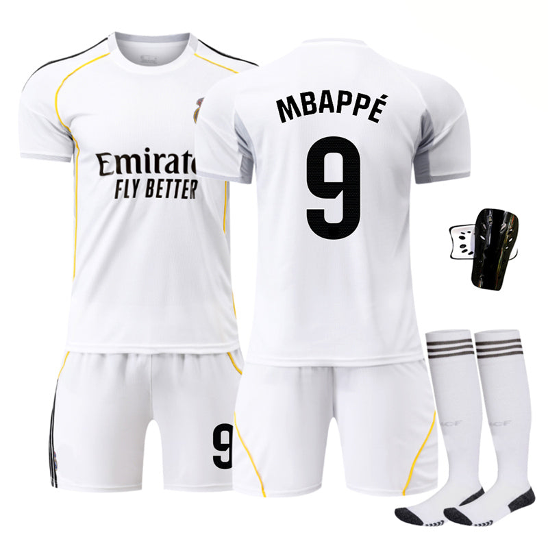 Beakey Real Madrid LaLiga Jersey MBAPPE #9 Soccer Jersey Kids Adult 4Pcs Jersey Kits