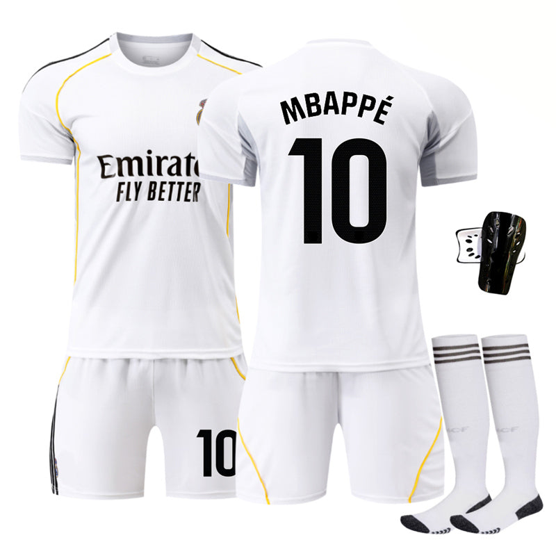 Beakey Real Madrid LaLiga Jersey MBAPPE #10 Soccer Jersey Kids Adult 4Pcs Jersey Kits
