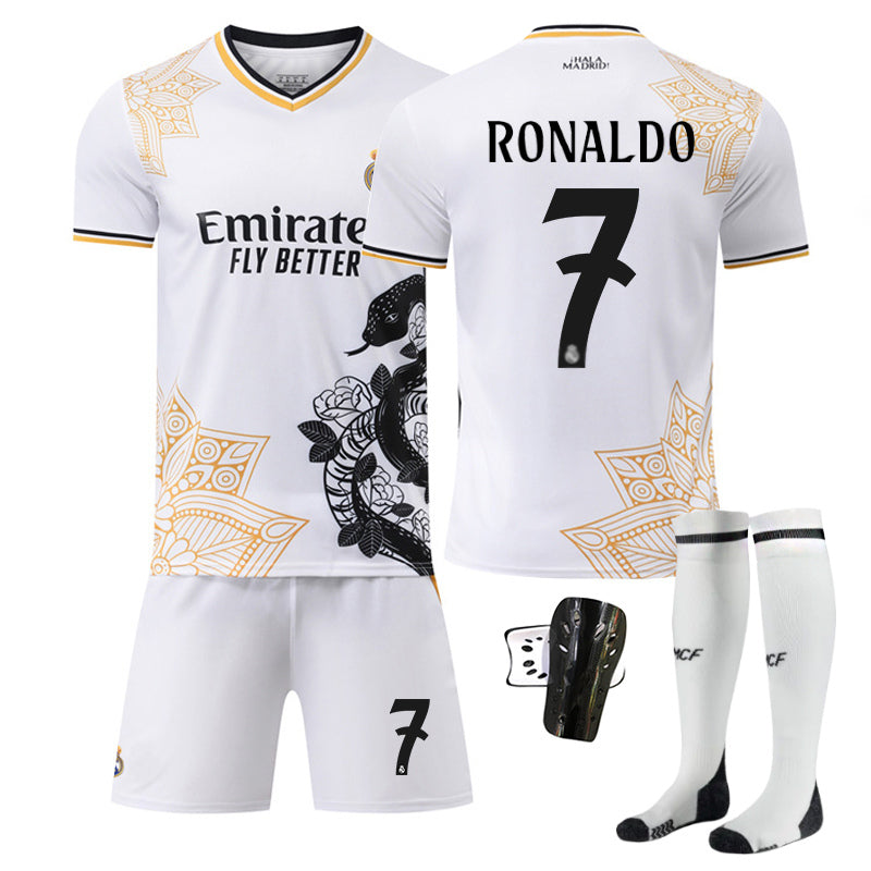 Beakey Real Madrid Snake Year Commemorative Edition Jersey RONALDO #7 Soccer Jersey Kids Adult 4Pcs Jersey Kits