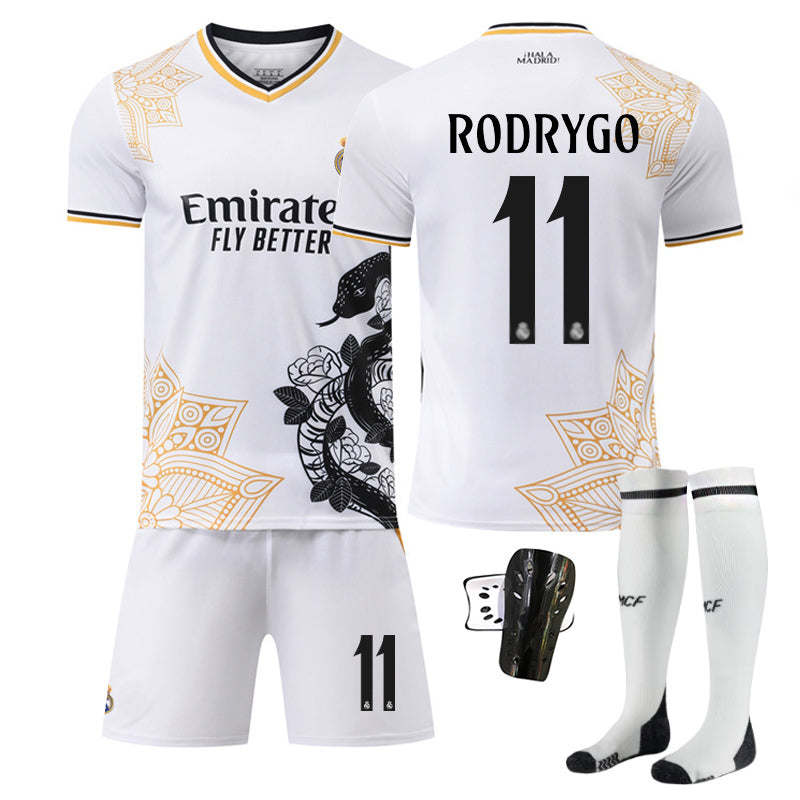 Beakey Real Madrid Snake Year Commemorative Edition Jersey RODRYGO #11 Soccer Jersey Kids Adult 4Pcs Jersey Kits
