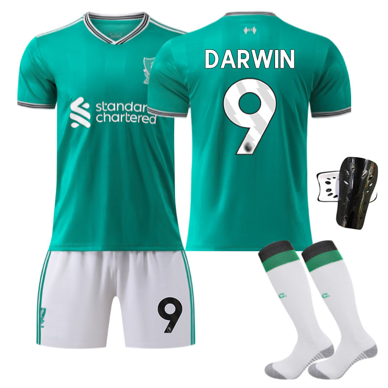 Beakey Liverpool Second Away Jersey DARWIN #9 Soccer Jersey Kids Adult 4Pcs Jersey Kits