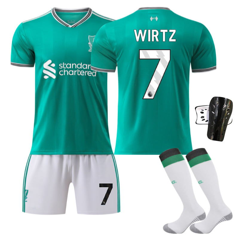 Beakey Liverpool Second Away Jersey WIRTZ #7 Soccer Jersey Kids Adult 4Pcs Jersey Kits