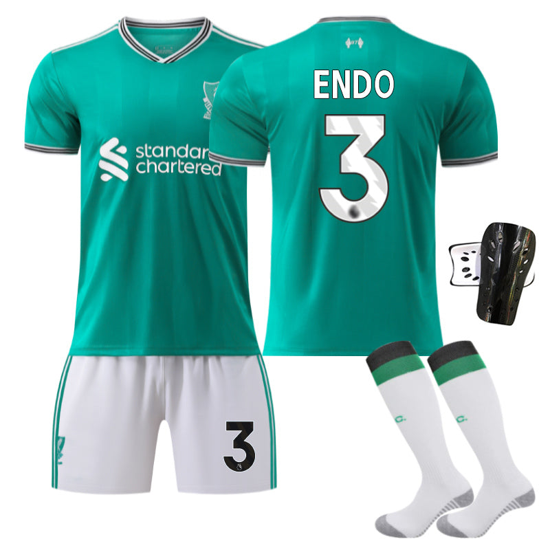 Beakey Liverpool Second Away Jersey ENDO #3 Soccer Jersey Kids Adult 4Pcs Jersey Kits