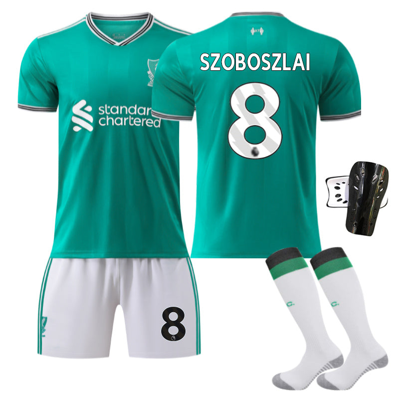 Beakey Liverpool Second Away Jersey SZOBOSZLAI #8 Soccer Jersey Kids Adult 4Pcs Jersey Kits