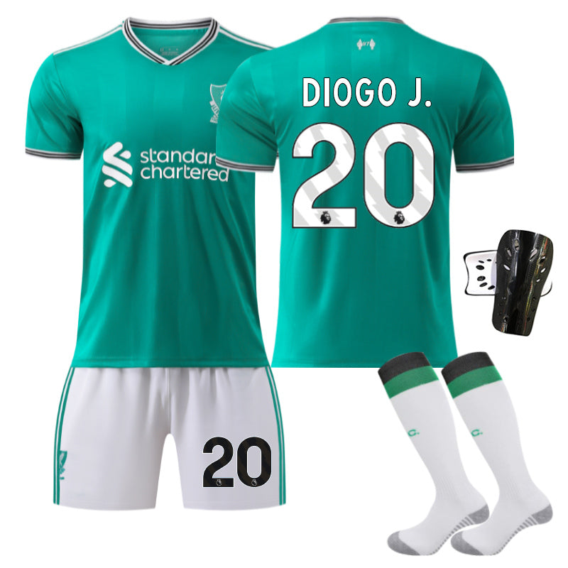 Beakey Liverpool Second Away Jersey DIOGO J #20 Soccer Jersey Kids Adult 4Pcs Jersey Kits