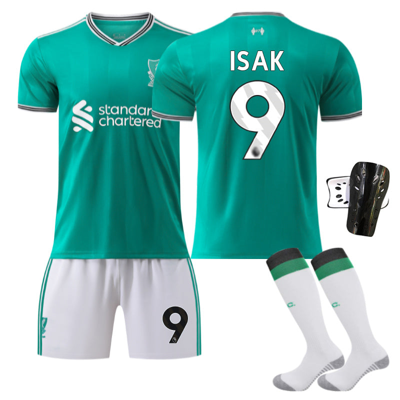 Beakey Liverpool Second Away Jersey ISAK #9 Soccer Jersey Kids Adult 4Pcs Jersey Kits