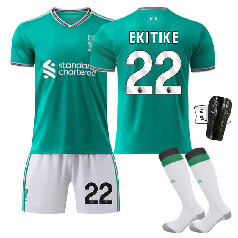 Beakey Liverpool Second Away Jersey EKITIKE #22 Soccer Jersey Kids Adult 4Pcs Jersey Kits