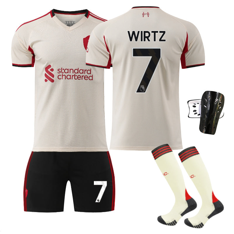 Beakey Liverpool Away Jersey WIRTZ #7 Soccer Jersey Kids Adult 4Pcs Jersey Kits