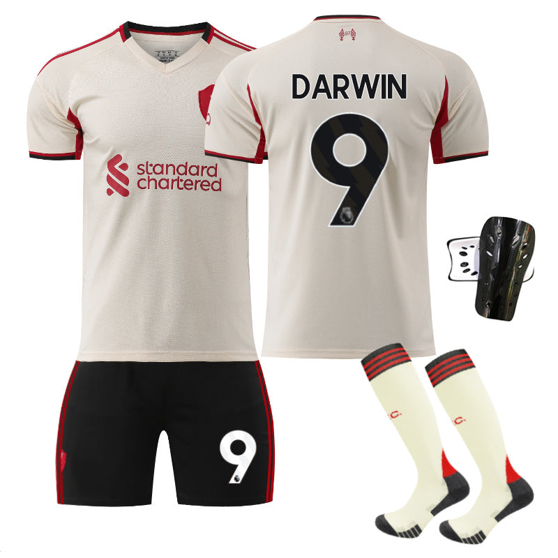 Beakey Liverpool Away Jersey DARWIN #9 Soccer Jersey Kids Adult 4Pcs Jersey Kits