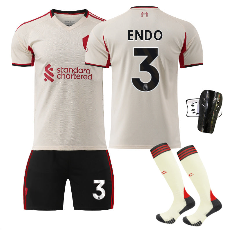 Beakey Liverpool Away Jersey ENDO #3 Soccer Jersey Kids Adult 4Pcs Jersey Kits