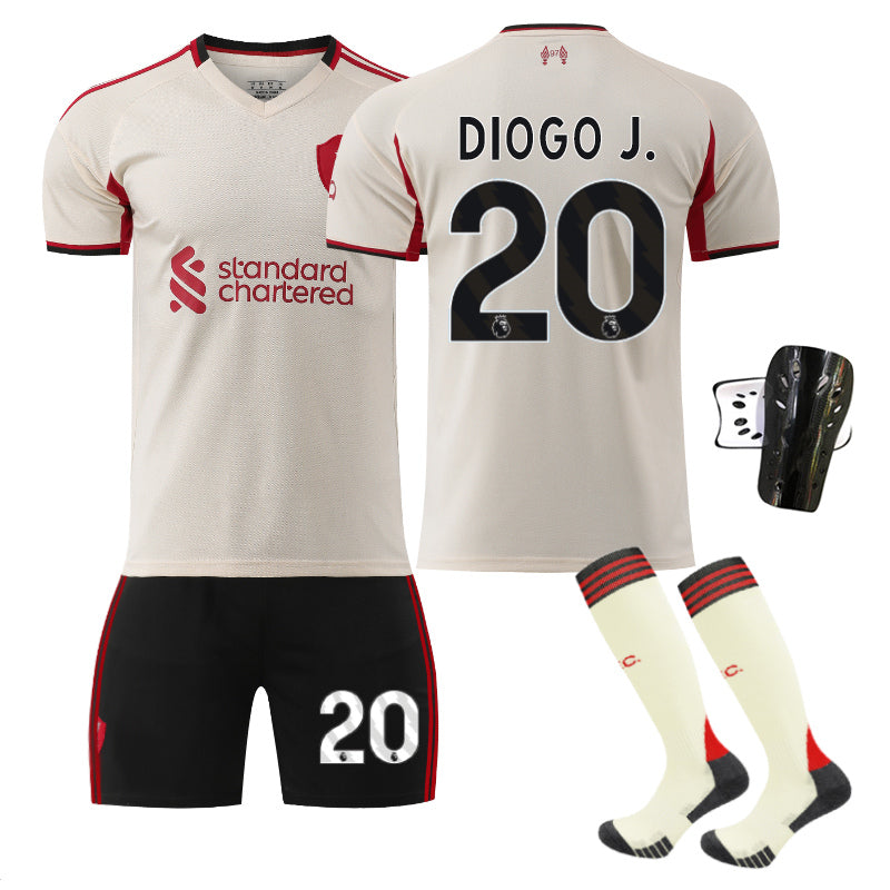 Beakey Liverpool Away Jersey DIOGO J #20 Soccer Jersey Kids Adult 4Pcs Jersey Kits