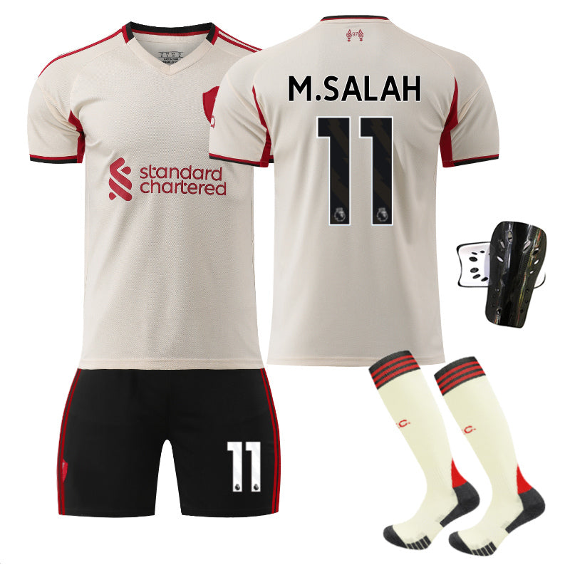Beakey Liverpool Away Jersey M SALAH #11 Soccer Jersey Kids Adult 4Pcs Jersey Kits