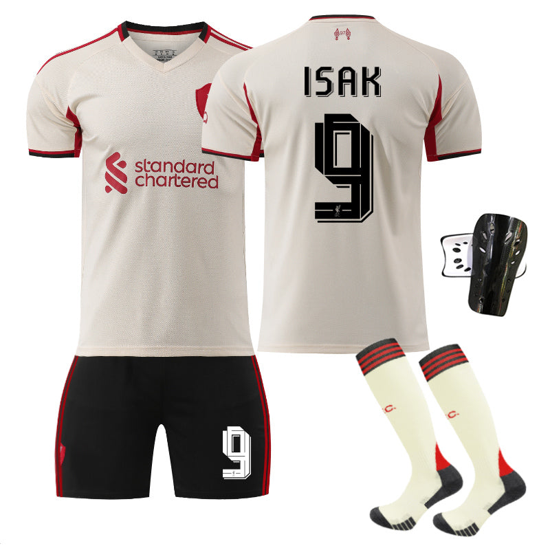 Beakey Liverpool UEFA Champions League Away Jersey ISAK #9 Soccer Jersey Kids Adult 4Pcs Jersey Kits