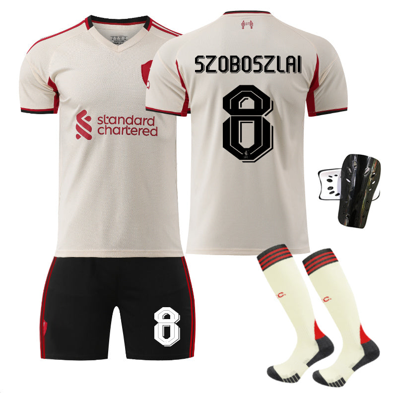 Beakey Liverpool UEFA Champions League Away Jersey SZOBOSZLAI #8 Soccer Jersey Kids Adult 4Pcs Jersey Kits